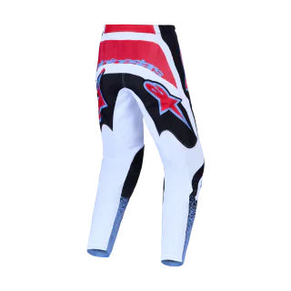 Alpinestars Crossbroek 2027 Fluid Drag - Zwart / Wit / Licht Blauw / Fluo Rood