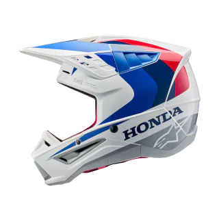 Alpinestars Crosshelm S-M5 Honda - Glans Wit / Blauw / Rood