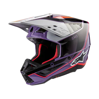 Alpinestars Crosshelm S-M5 Sail - Glans Violet / Zwart / Zilver