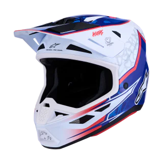 Alpinestars Crosshelm S-M7 Blaster - Glans Wit / Blauw / Rood