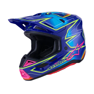 Alpinestars Crosshelm S-M7 Cast - Blauw / Roze / Fluo Geel