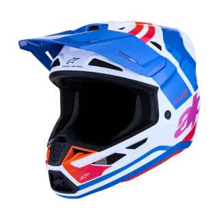 Alpinestars Crosshelm S-M7 Core - Glans Wit / Blauw / Oranje / Roze