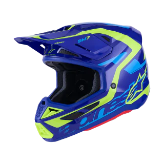 Alpinestars Crosshelm S-M7 Deed - Blauw / Fluo Geel