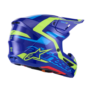 Alpinestars Crosshelm S-M7 Deed - Blauw / Fluo Geel