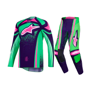 Alpinestars Crosskleding 2026 Techstar Nomur - Deep Paars / Groen / Fluo Roze
