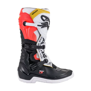 Alpinestars Crosslaarzen Tech 3 - Zwart / Wit / Fluo Rood / Geel