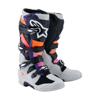 Alpinestars Crosslaarzen Tech 7 - Zwart / Licht Grijs / Fluo Oranje / Magenta