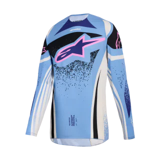 Alpinestars Dames Cross Shirt 2026 Techstar Nomur - Licht Blauw / Off Wit / Zwart