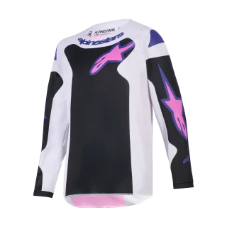 Alpinestars Kinder Cross Shirt 2026 Fluid Grid - Zwart / Licht Grijs / Paars