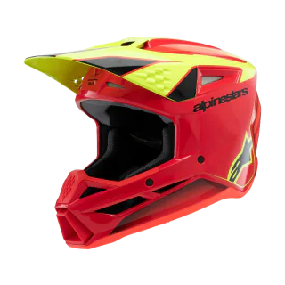Alpinestars Kinder Crosshelm S-M3 Fray - Rood / Fluo Geel / Zwart