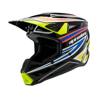 Alpinestars Kinder Crosshelm S-M3 Wurx - Zwart / Fluo Geel / Blauw / Rood
