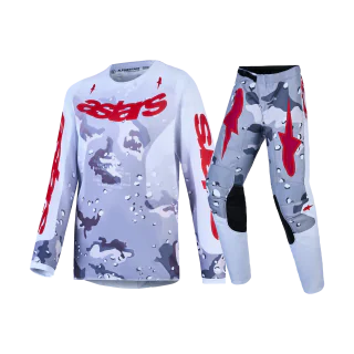 Alpinestars Kinder Crosskleding 2027 Fluid Lone - Camo Grijs / Wit / Fire Rood