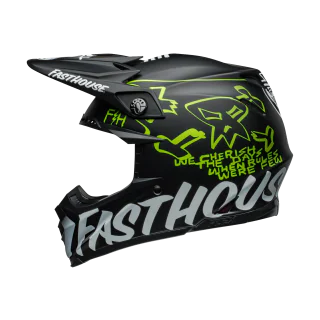 Bell Crosshelm Moto-9S Flex Fasthouse MC Core - Zwart / Geel