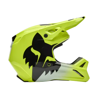 Fox Kinder Crosshelm V1 Shield - Fluo Geel