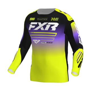 FXR Kinder Cross Shirt 2026 Clutch Pro - HiVis / Zwart / Paars