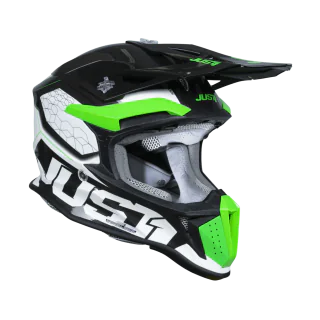 Just1 Crosshelm J18F Hexa - Fluo Groen / Wit / Titanium