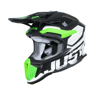 Just1 Crosshelm J18F Hexa - Fluo Groen / Wit / Titanium