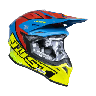 Just1 Crosshelm J39 Thruster - Fluo Geel / Blauw / Rood / Zwart