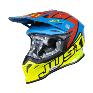 Just1 Crosshelm J39 Thruster - Fluo Geel / Blauw / Rood / Zwart