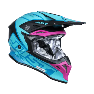 Just1 Crosshelm J39 Thruster - Zwart / Petrol / Blauw / Fuxia