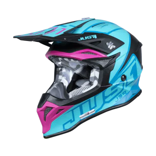 Just1 Crosshelm J39 Thruster - Zwart / Petrol / Blauw / Fuxia