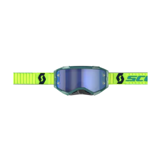 Scott Crossbril Fury - Teal Blauw / Neon Geel - Spiegel Electric Blauw Lens