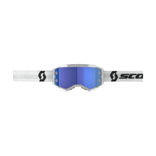 Scott Crossbril Fury - Wit / Blauw - Spiegel Electric Blauw Lens