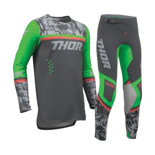 Thor Kinder Crosskleding 2027 Sportmode Punk&#039;d - Charcoal / Groen