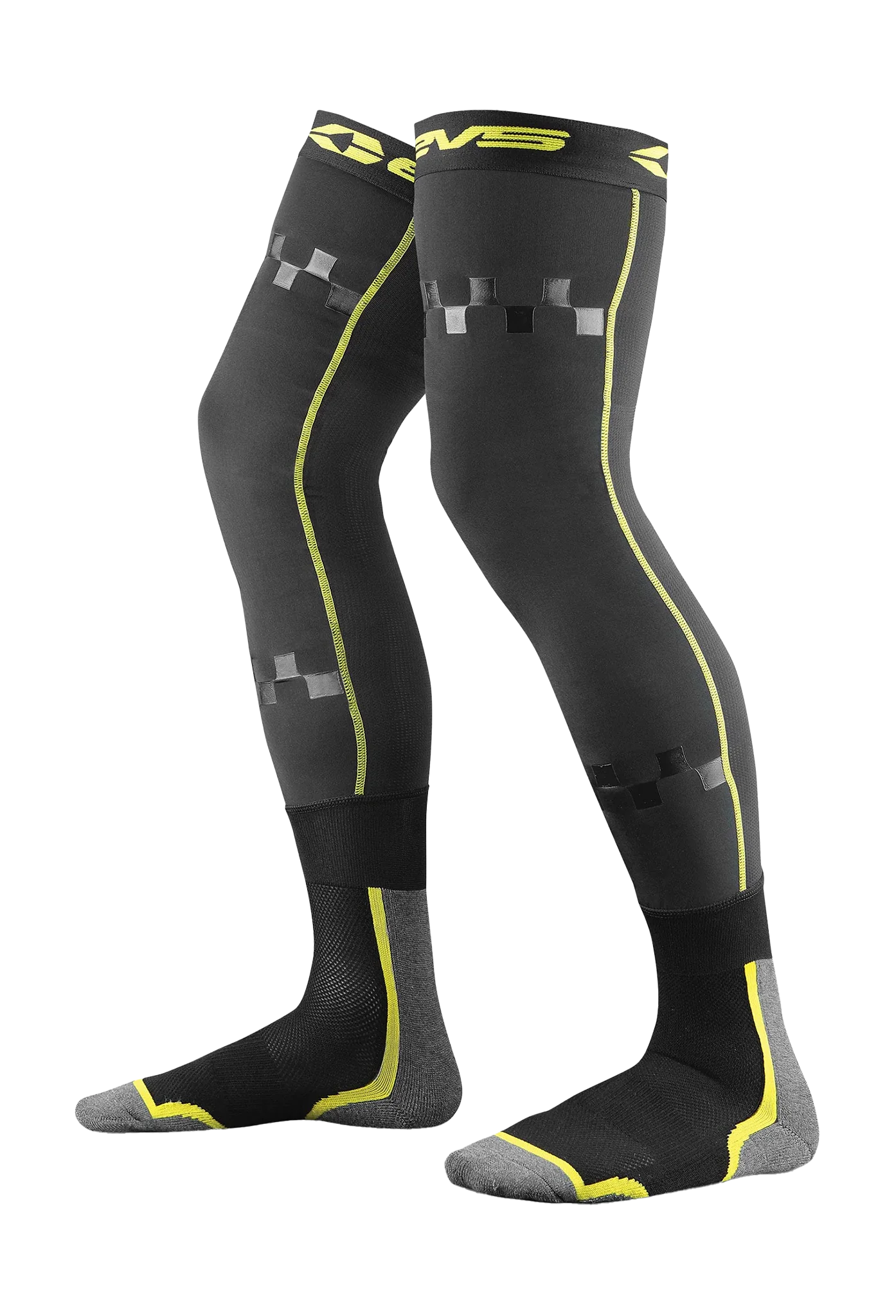 EVS Kinder Cross Sokken Lang Kniebrace Fusion - Zwart / Hi-Viz