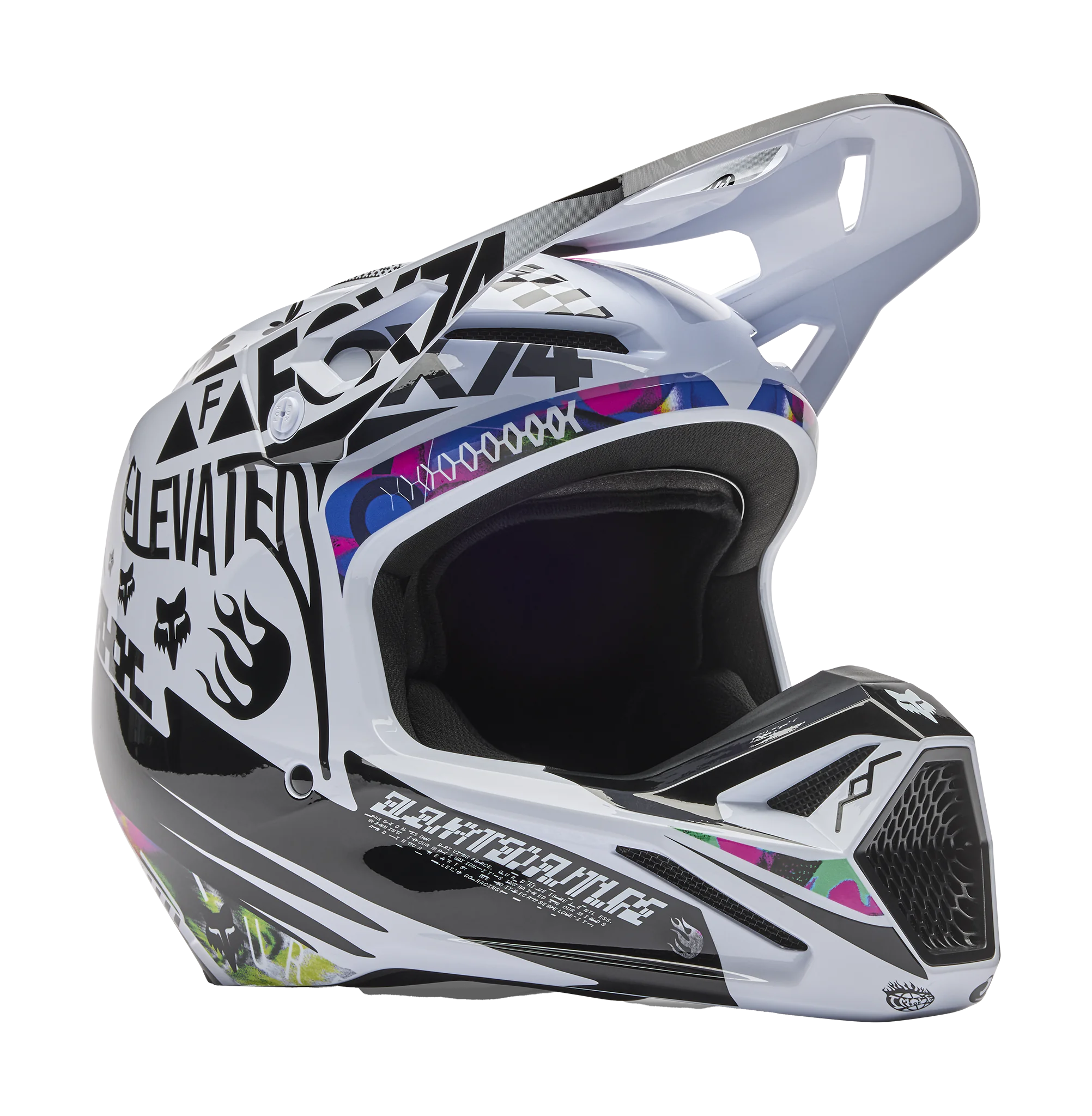 Fox Crosshelm V1 Image Cosmo - Wit / Zwart