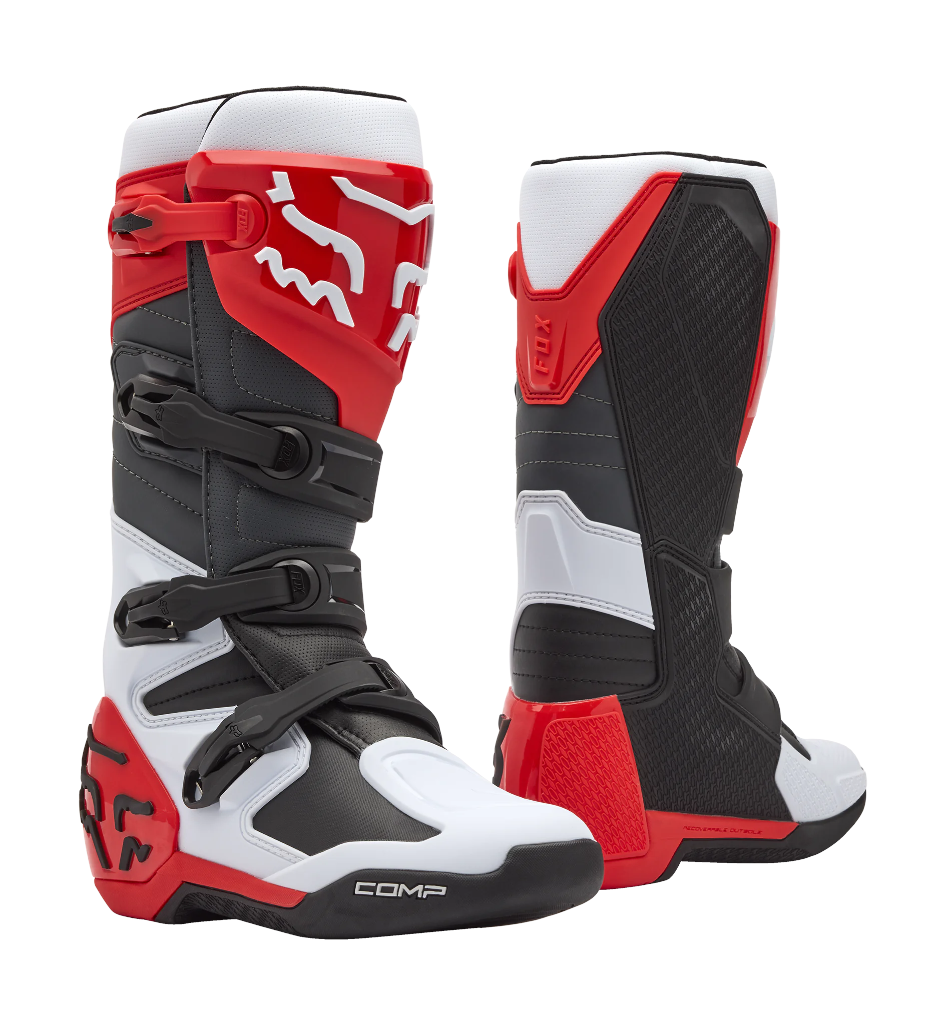 Fox Crosslaarzen Comp - Wit / Fluo Rood