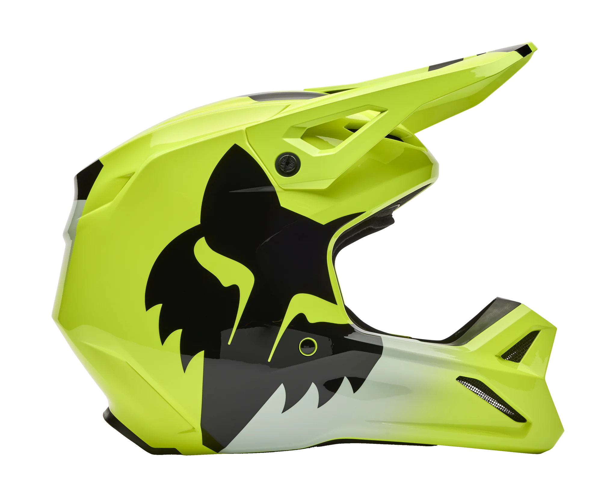 Fox Kinder Crosshelm V1 Shield - Fluo Geel