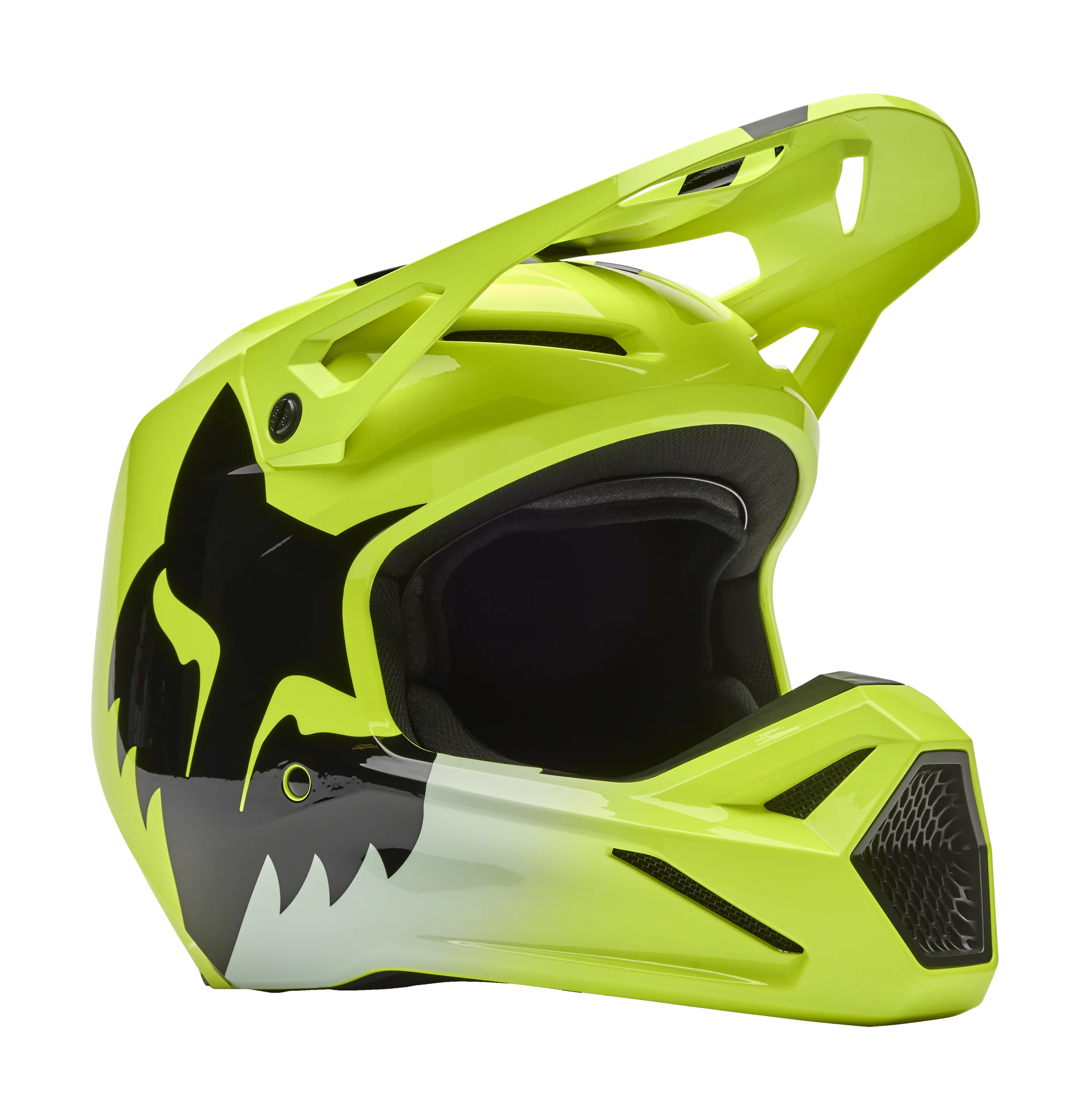 Fox Kinder Crosshelm V1 Shield - Fluo Geel
