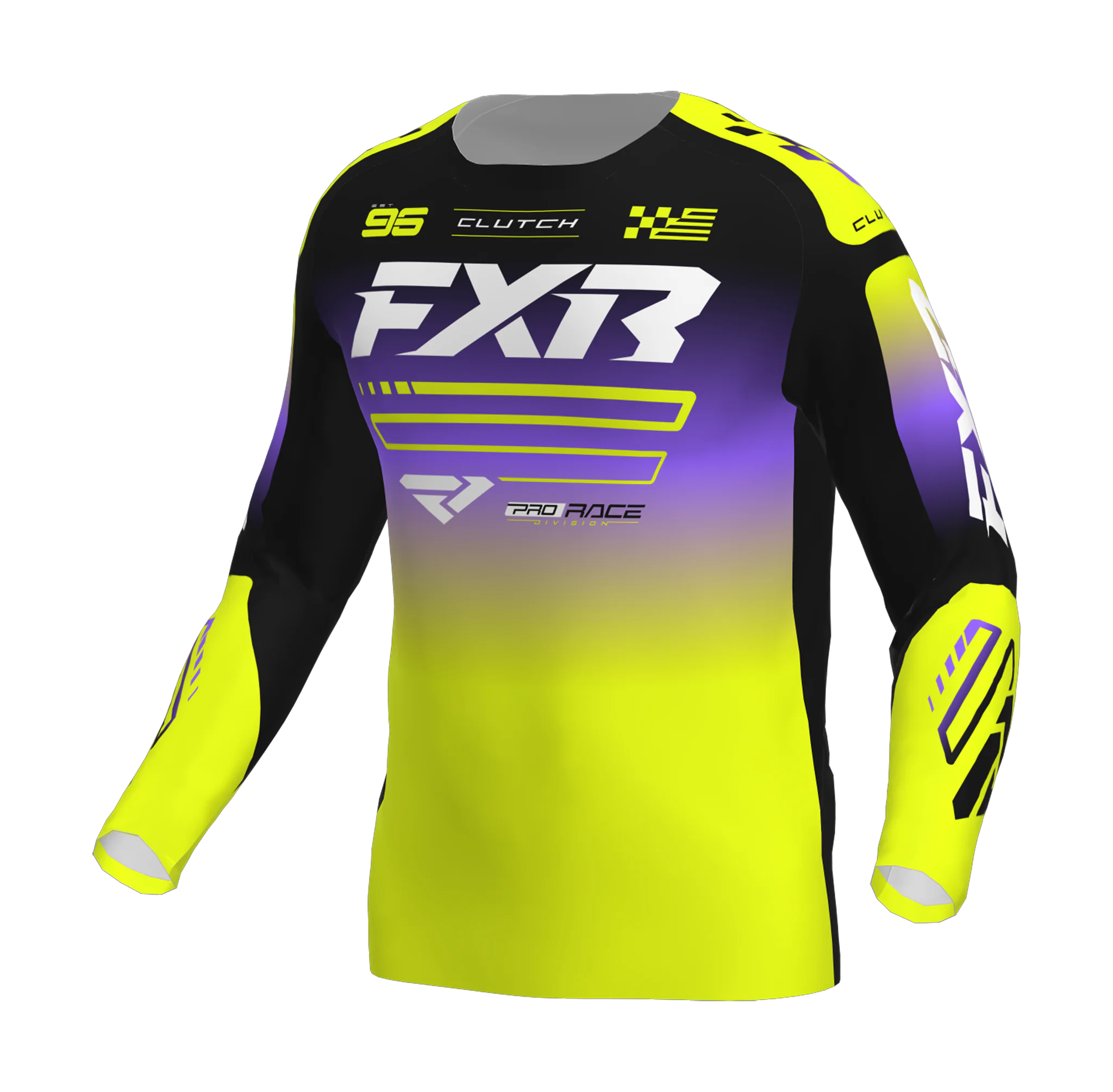 FXR Cross Shirt 2026 Clutch - HiVis / Zwart / Paars