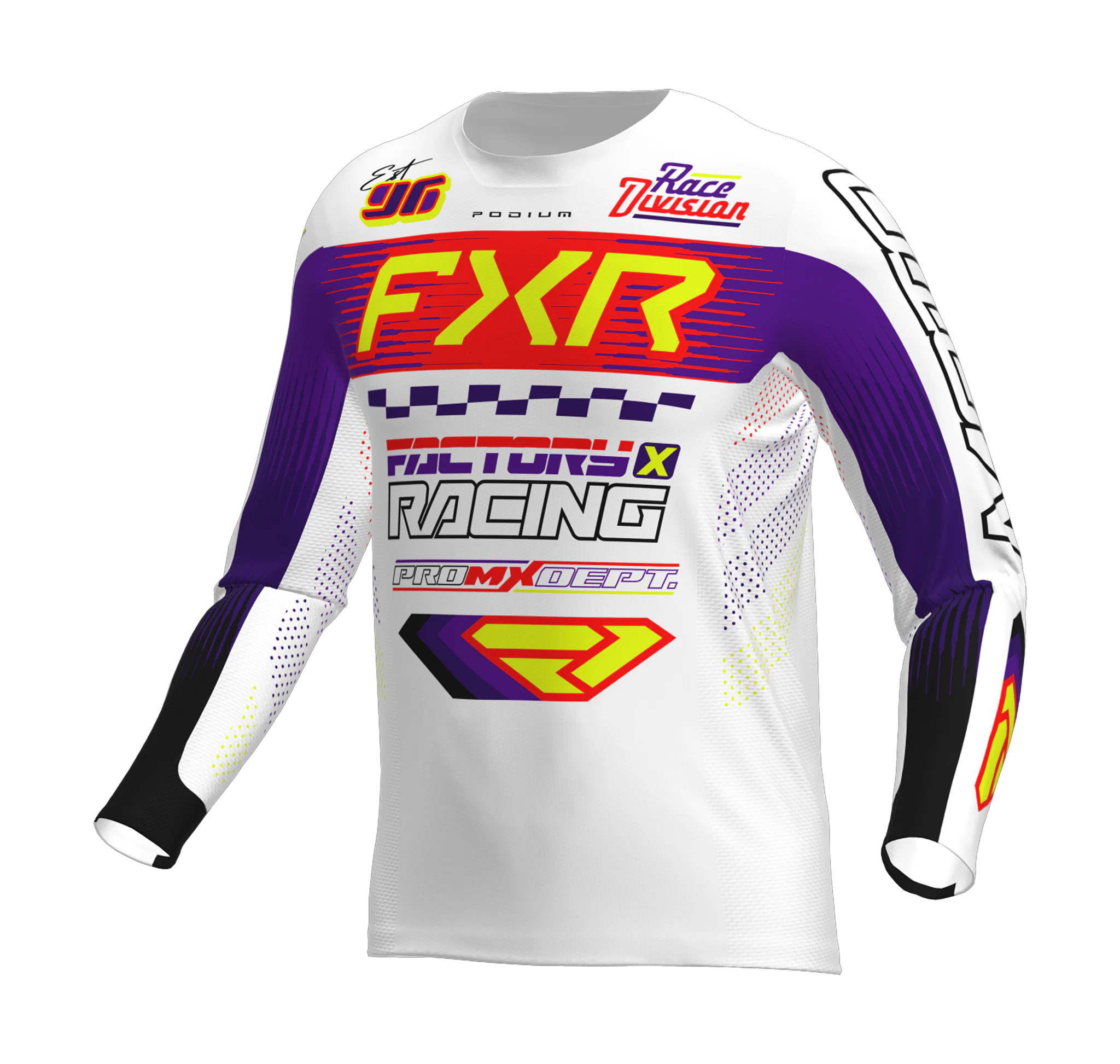 FXR Cross Shirt 2026 Podium Gladiator - Wit / Paars / Rood