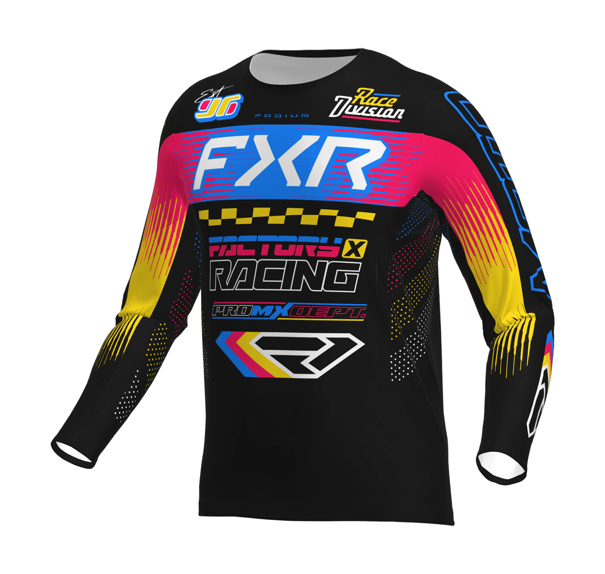FXR Cross Shirt 2026 Podium Gladiator - Zwart / Blauw / Razz