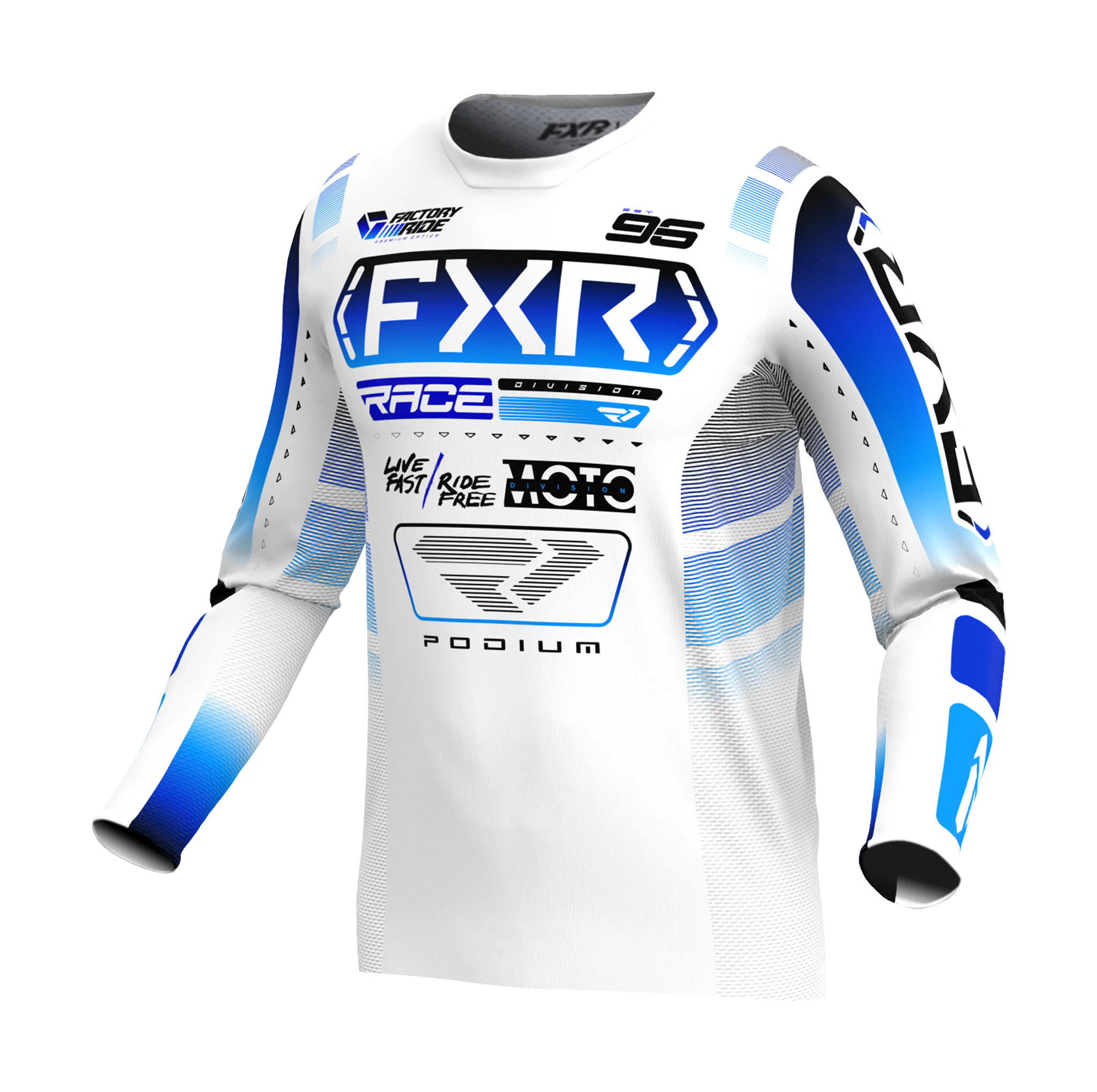 FXR Cross Shirt Podium - Wit / Blauw