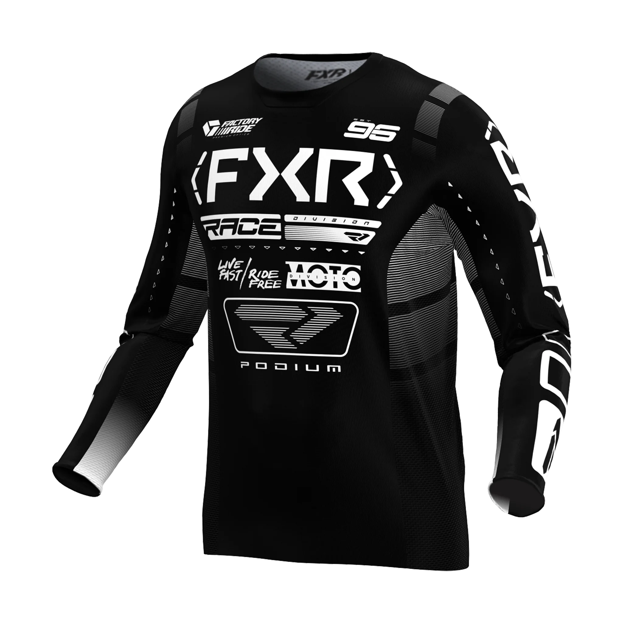FXR Cross Shirt Podium - Zwart / Wit