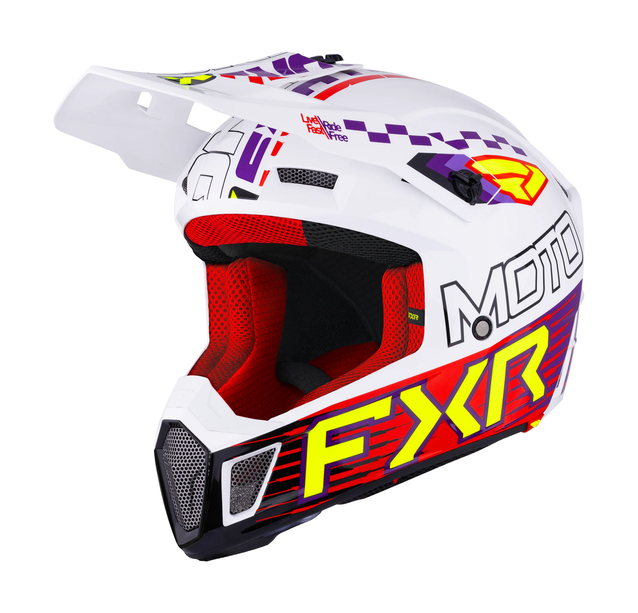 FXR Crosshelm Clutch Race Div - Wit / Paars / Rood