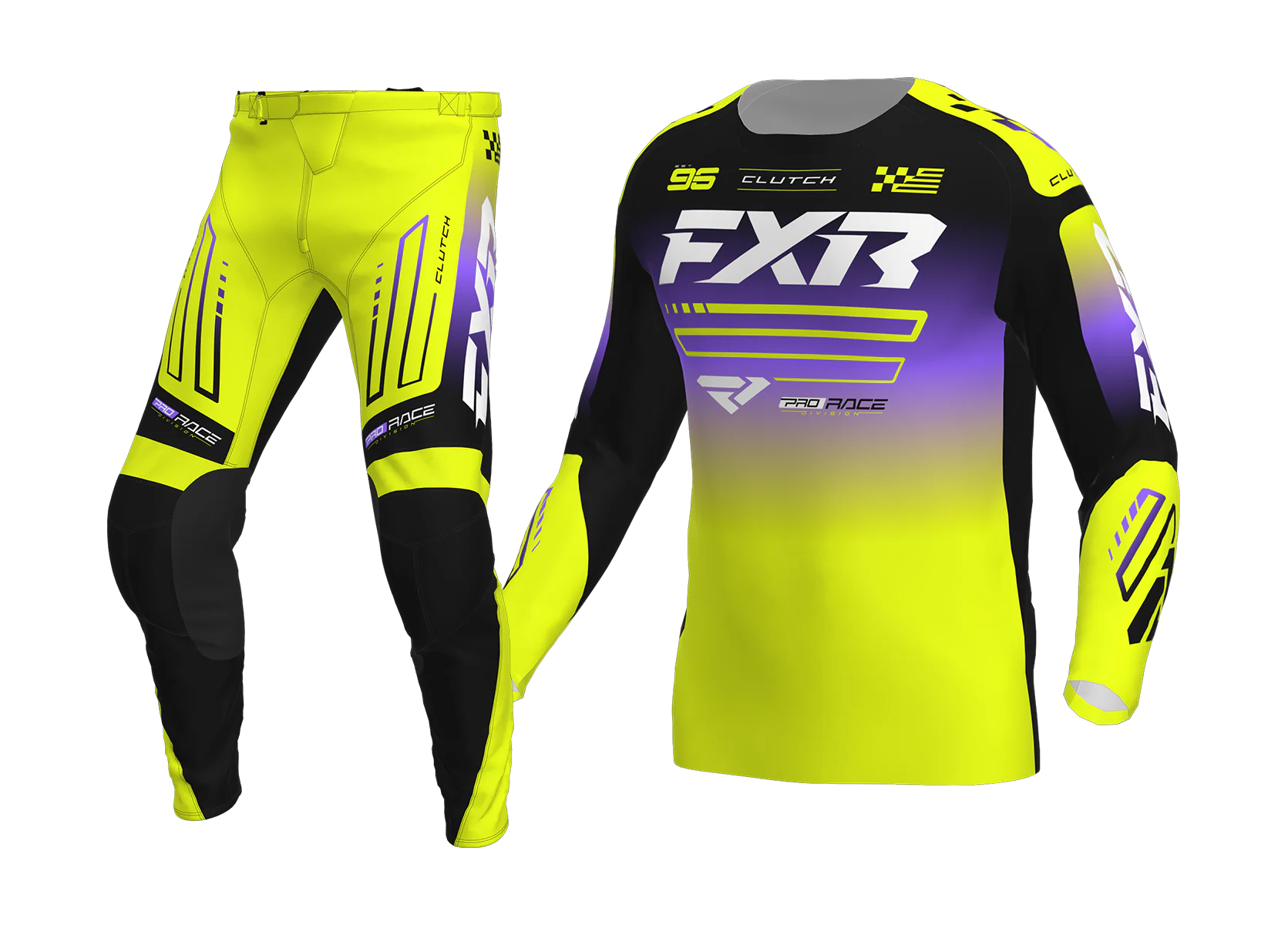 FXR Crosskleding 2026 Clutch - HiVis / Zwart / Paars