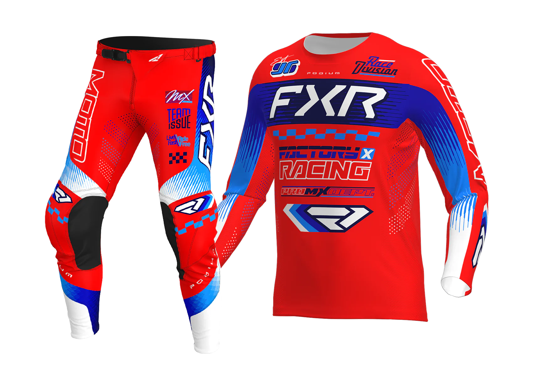 FXR Crosskleding 2026 Podium Gladiator - Rood / Blauw / Wit