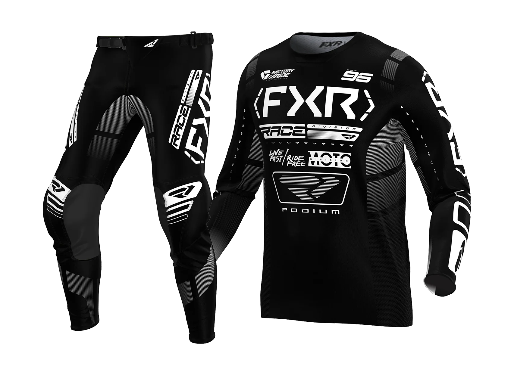 FXR Crosskleding Podium - Zwart / Wit