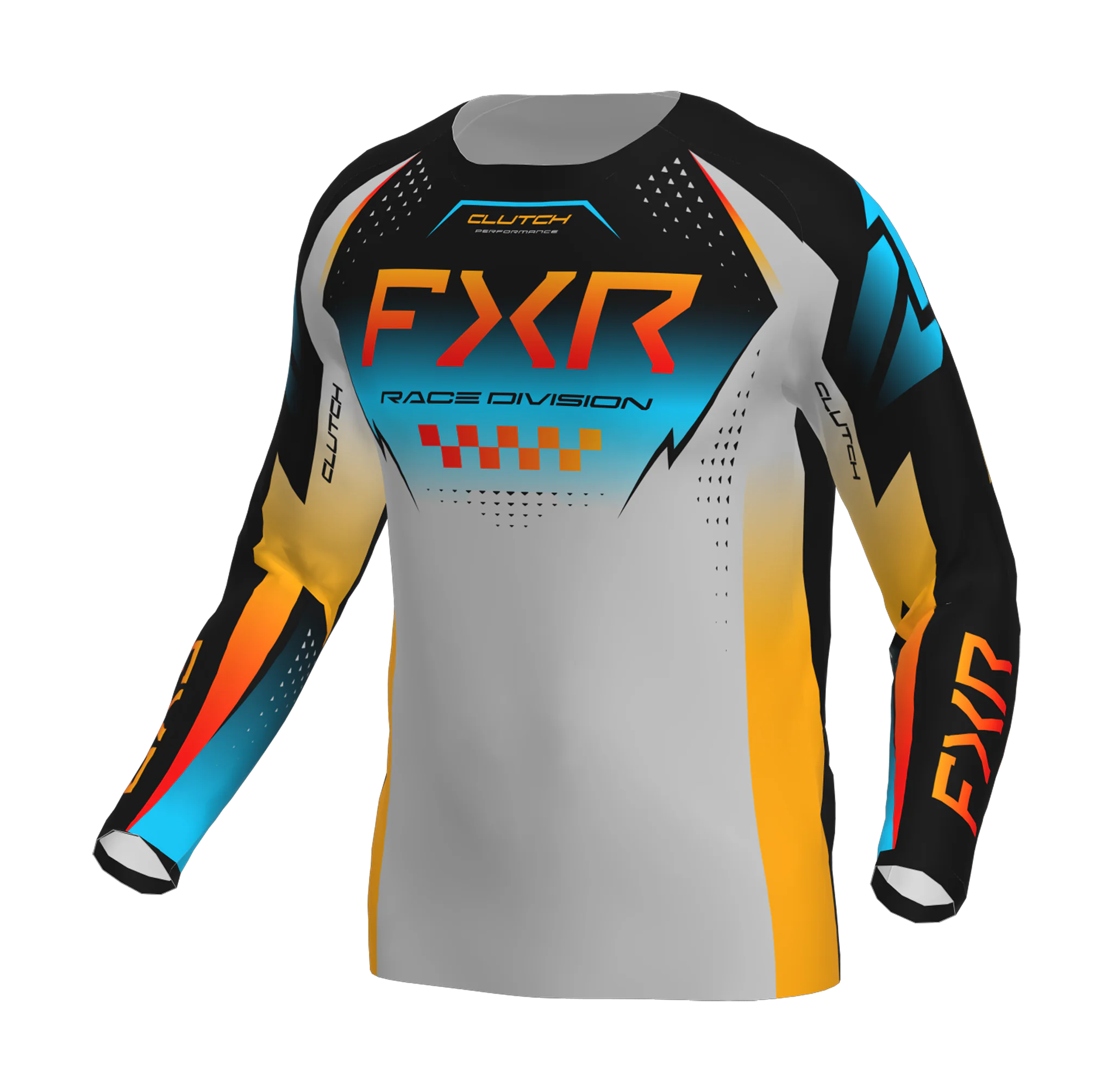 FXR Kinder Cross Shirt 2026 Clutch Pro - Grijs / Sky / Oranje