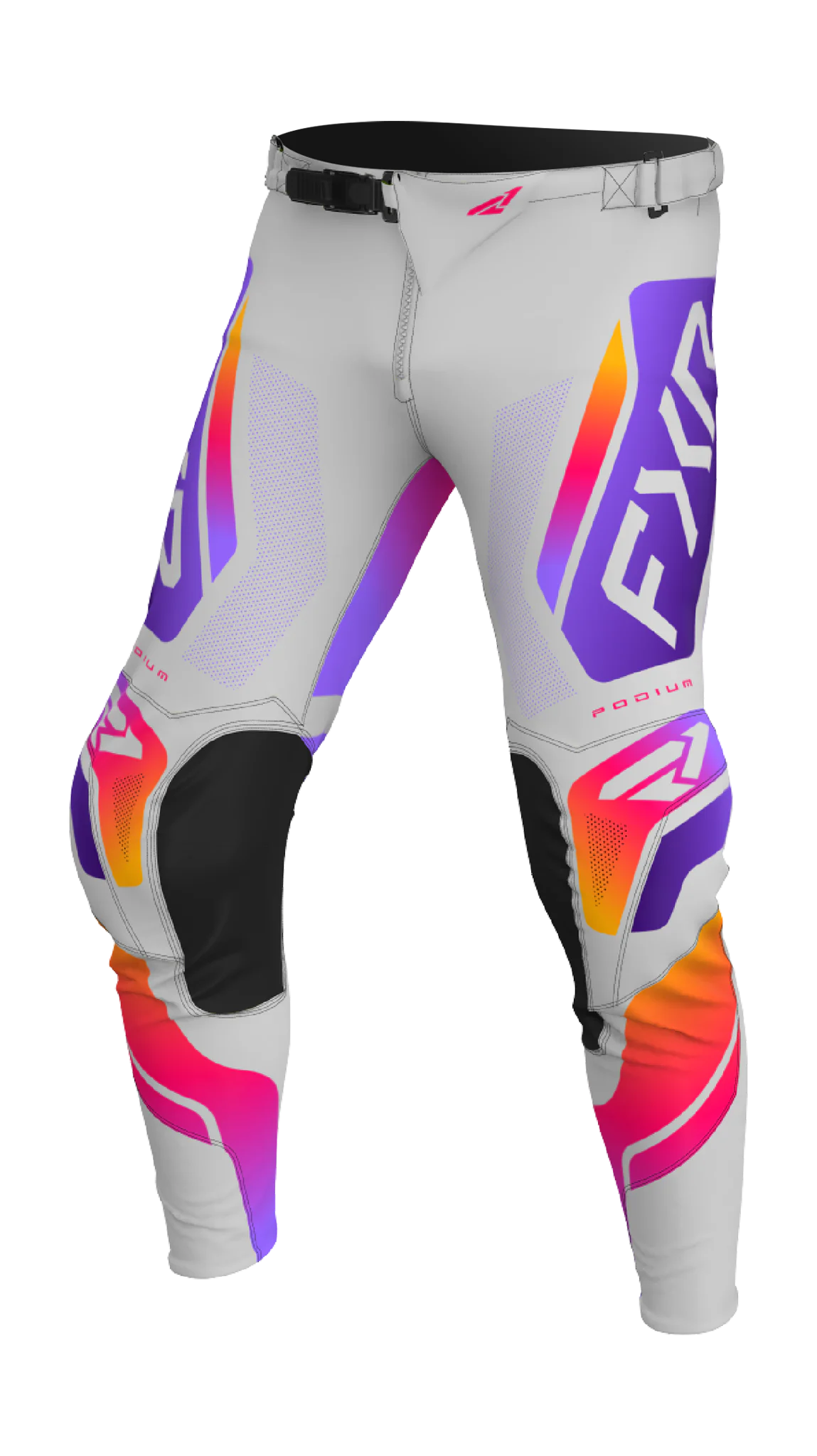 FXR Kinder Crossbroek 2026 Podium - Grijs / Paars / Tangerine