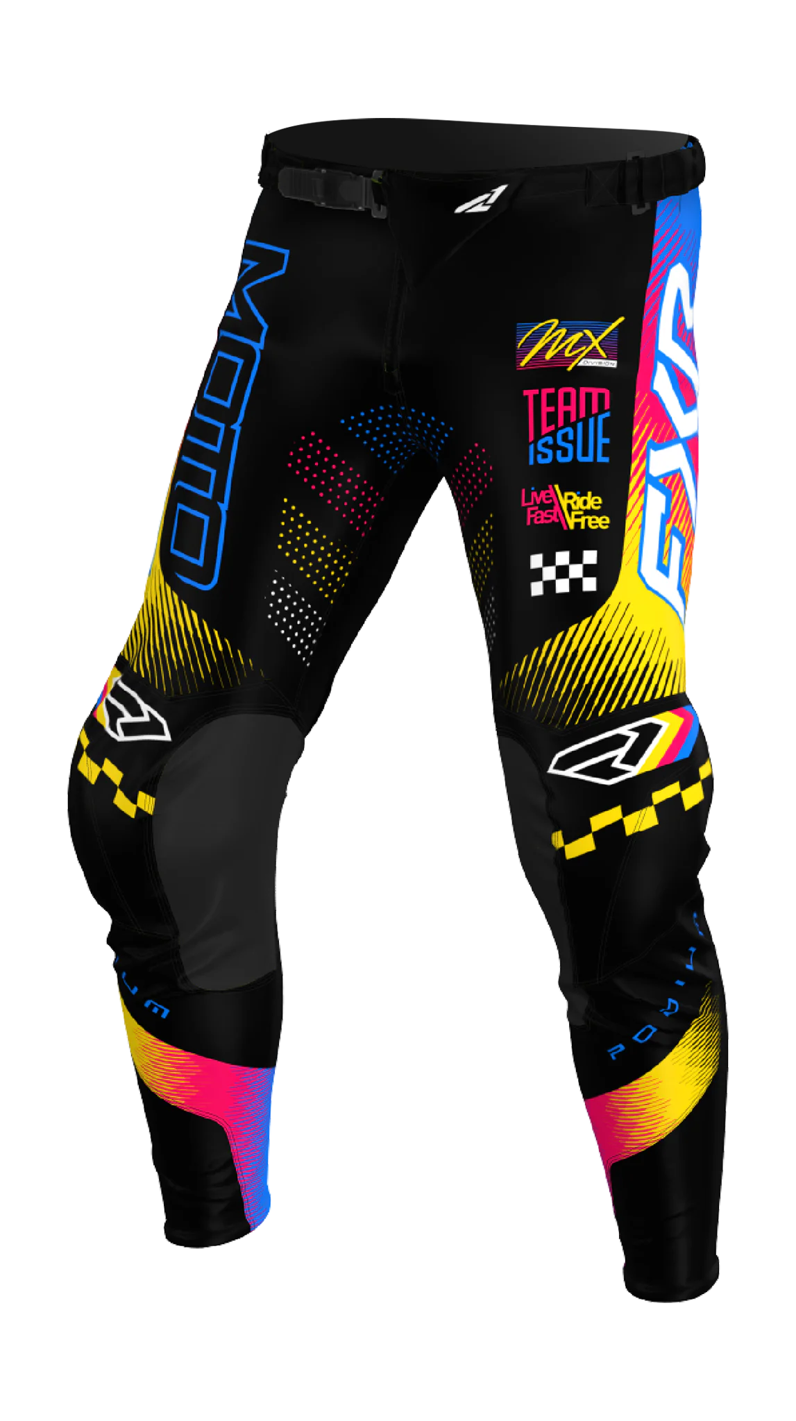 FXR Kinder Crossbroek 2026 Podium - Zwart / Blauw / Razz