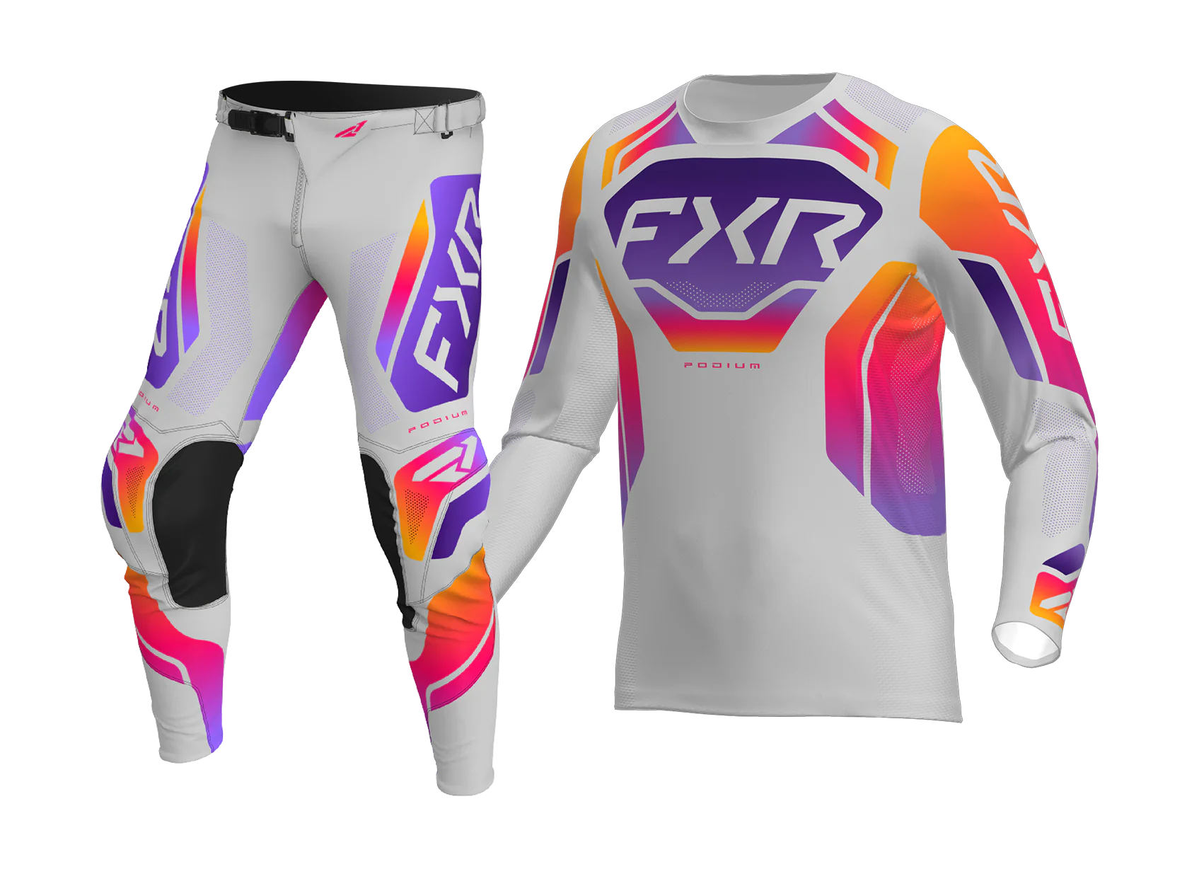 FXR Kinder Crosskleding 2026 Podium - Grijs / Paars / Tangerine
