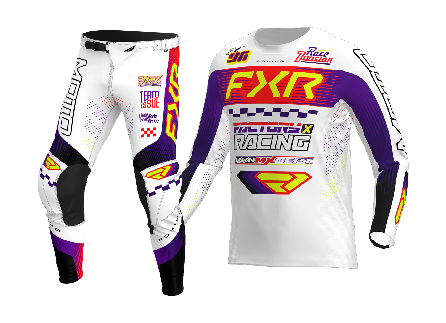 FXR Kinder Crosskleding 2026 Podium - Wit / Paars / Rood