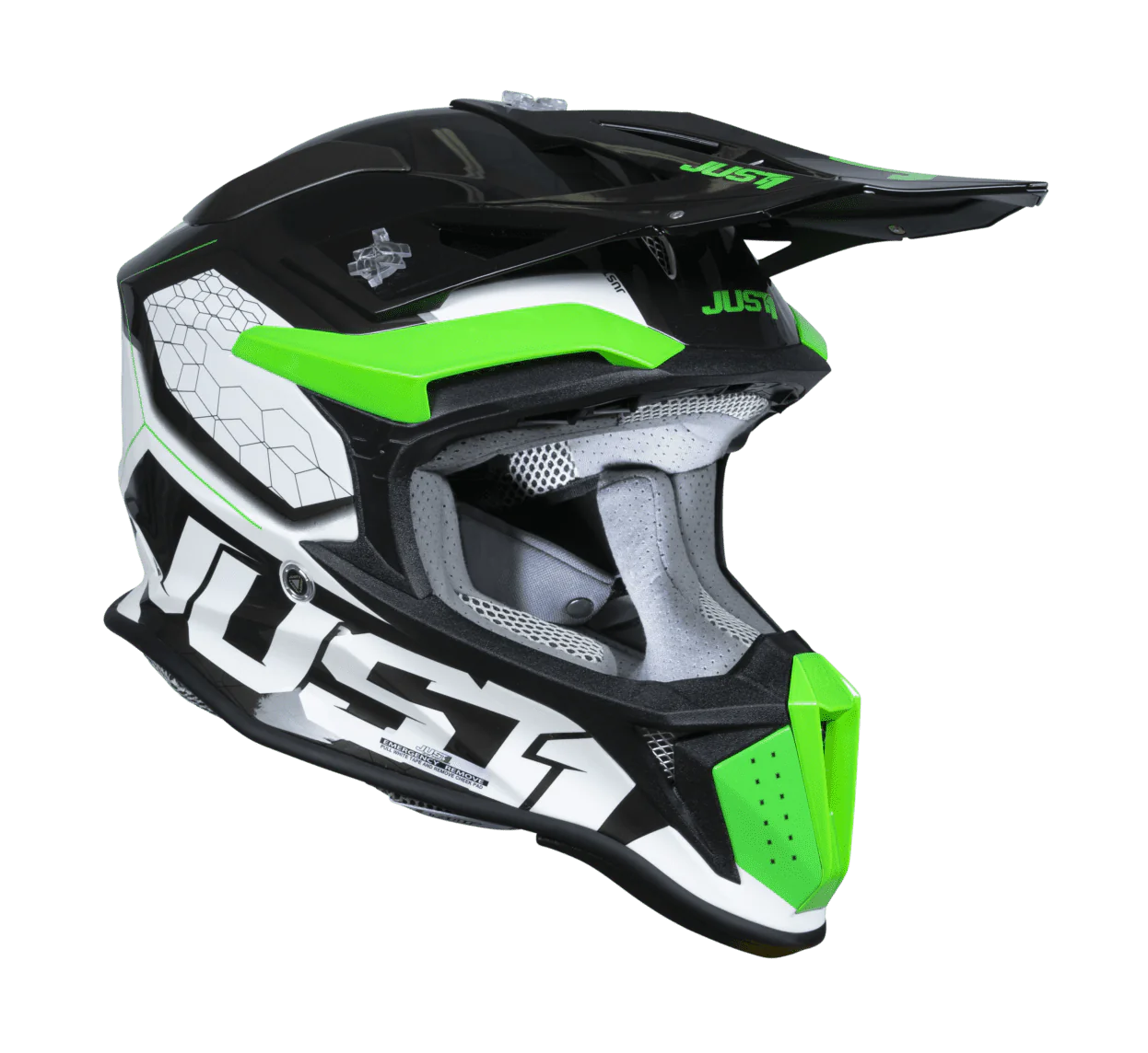 Just1 Crosshelm J18F Hexa - Fluo Groen / Wit / Titanium