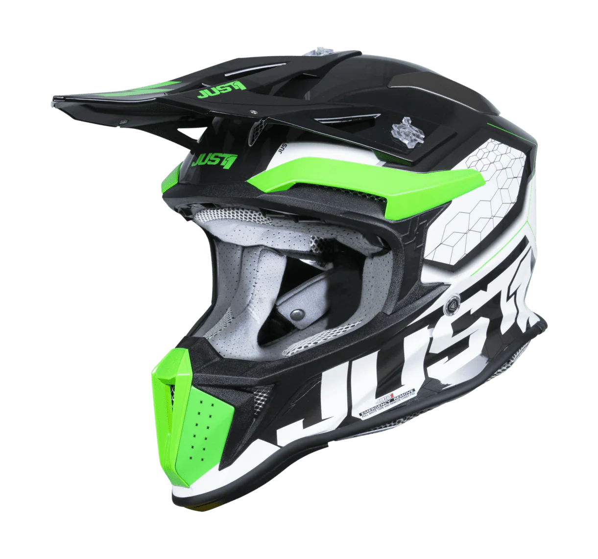 Just1 Crosshelm J18F Hexa - Fluo Groen / Wit / Titanium