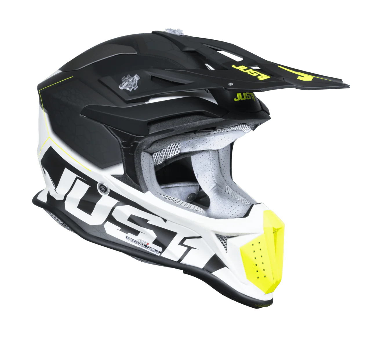 Just1 Crosshelm J18F Hexa - Zwart / Grijs / Fluo Geel / Wit